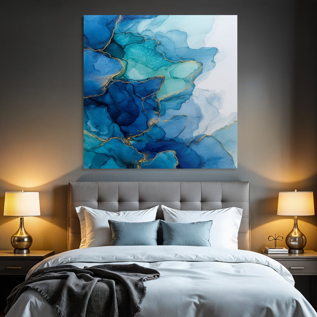 Wasserfarben Design Mit Blau Turquoise Und Gold