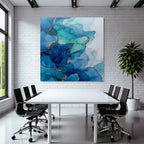 Wasserfarben Design Mit Blau Turquoise Und Gold