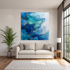 Wasserfarben Design Mit Blau Turquoise Und Gold