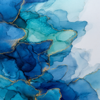 Wasserfarben Design Mit Blau Turquoise Und Gold | Abstrakt | Stilrichtungen