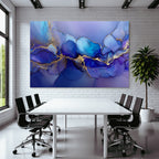 Acrylpouring Kunst In Blau Lila Mit Gold