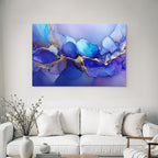 Acrylpouring Kunst In Blau Lila Mit Gold