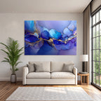 Acrylpouring Kunst In Blau Lila Mit Gold
