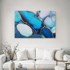 Alkohol Tinte Kunst In Blau Und Türkis Mit Goldakzenten