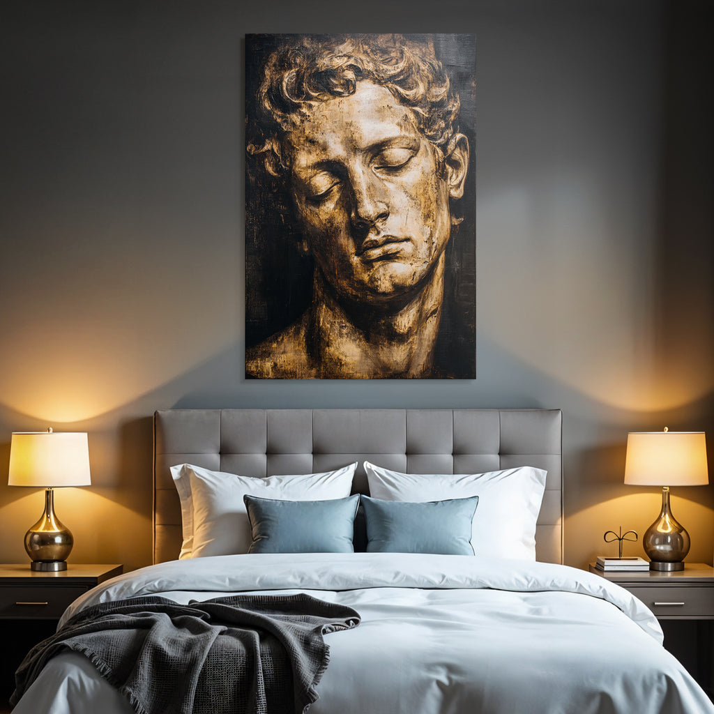 Mannsportrait Im Klassischen Romantischen Stil In Braun Und Gold