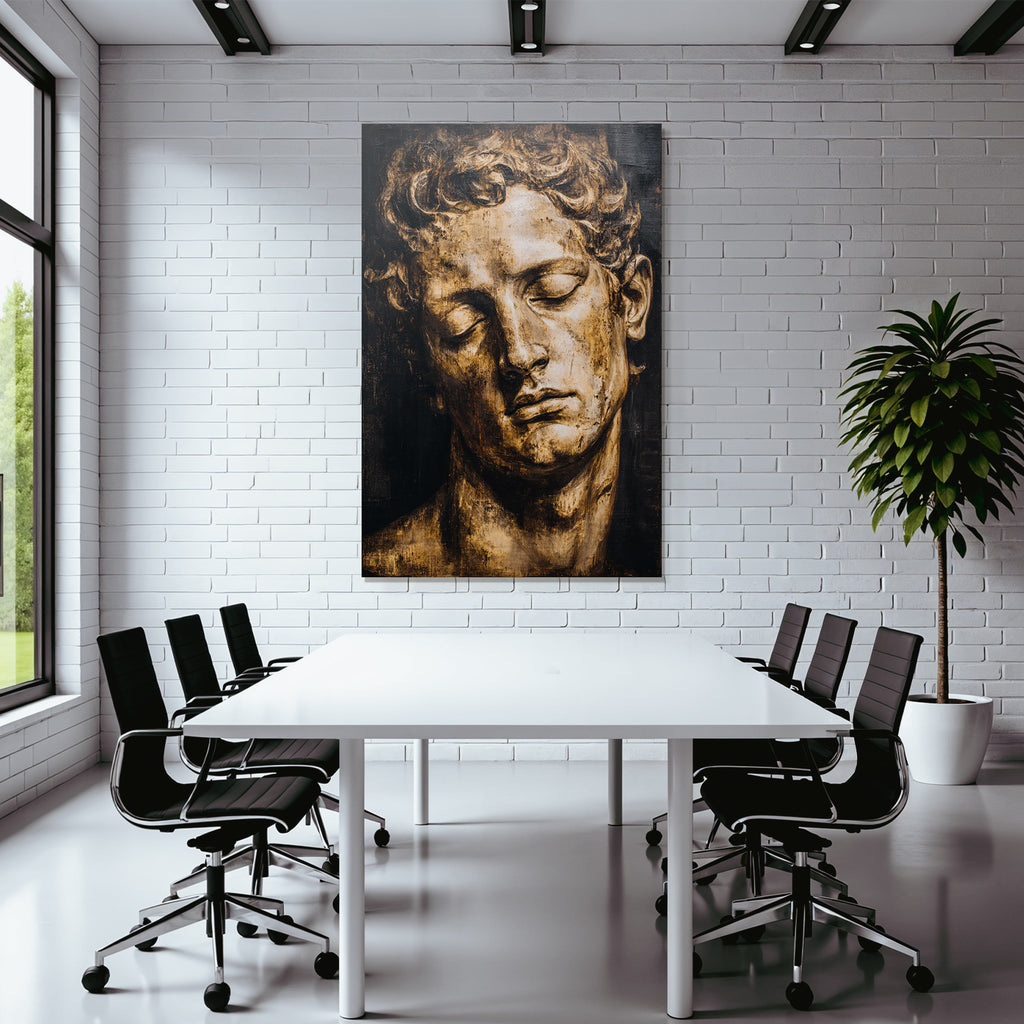 Mannsportrait Im Klassischen Romantischen Stil In Braun Und Gold