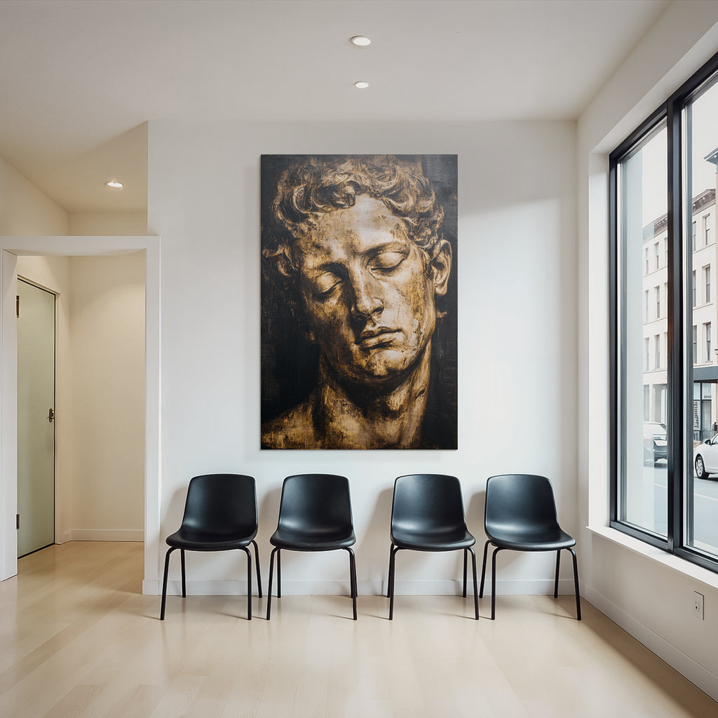 Mannsportrait Im Klassischen Romantischen Stil In Braun Und Gold