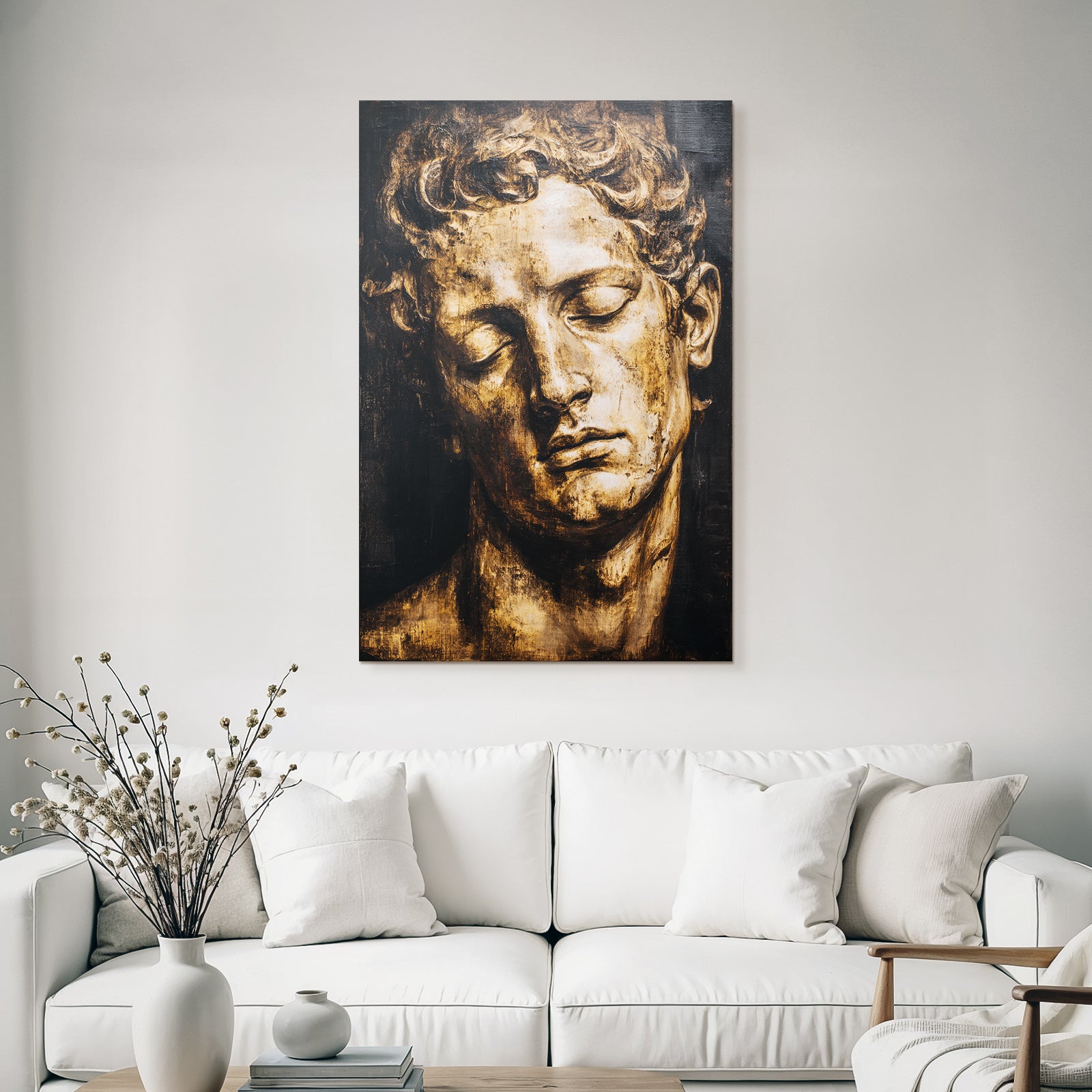 Mannsportrait Im Klassischen Romantischen Stil In Braun Und Gold