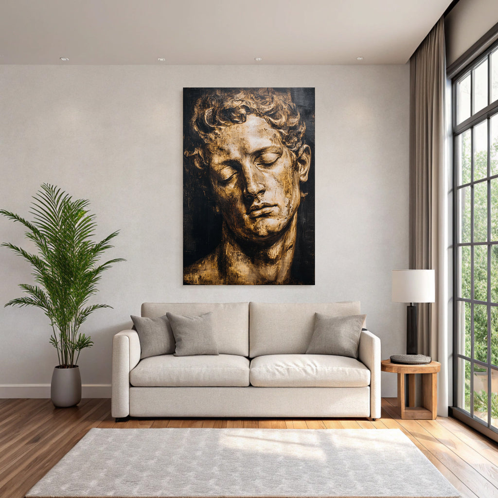 Mannsportrait Im Klassischen Romantischen Stil In Braun Und Gold