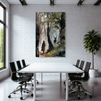 Waldszene Mit Figur Und Hirsch