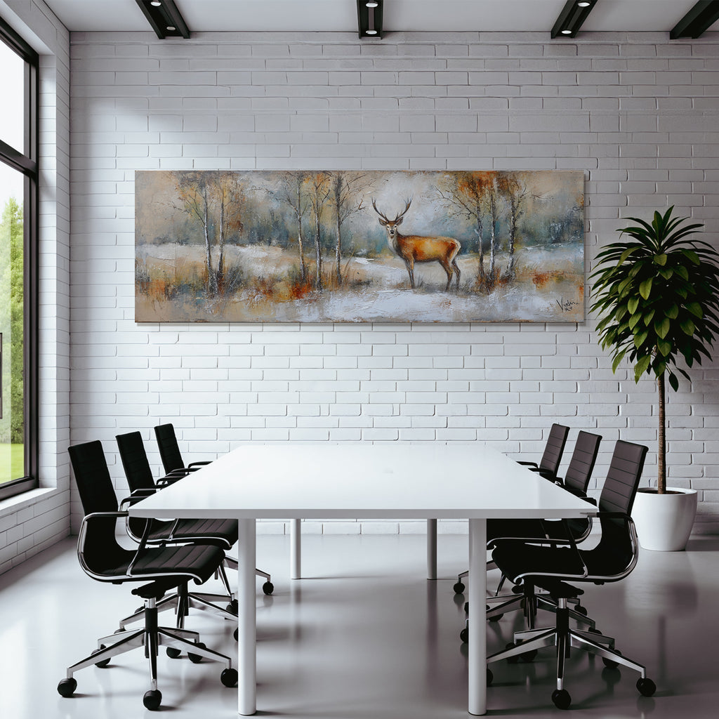 Hirsch In Einer Ruhigen Winterlandschaft