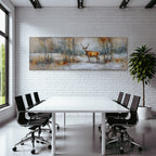 Hirsch In Einer Ruhigen Winterlandschaft