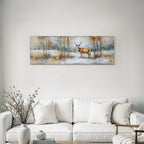 Hirsch In Einer Ruhigen Winterlandschaft