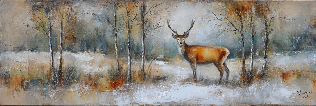 Hirsch In Einer Ruhigen Winterlandschaft | Alte und Neue Meister | Stilrichtungen