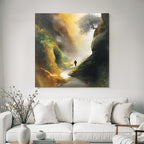 Mensch Wandert Durch Ruhiges Tal Aquarell
