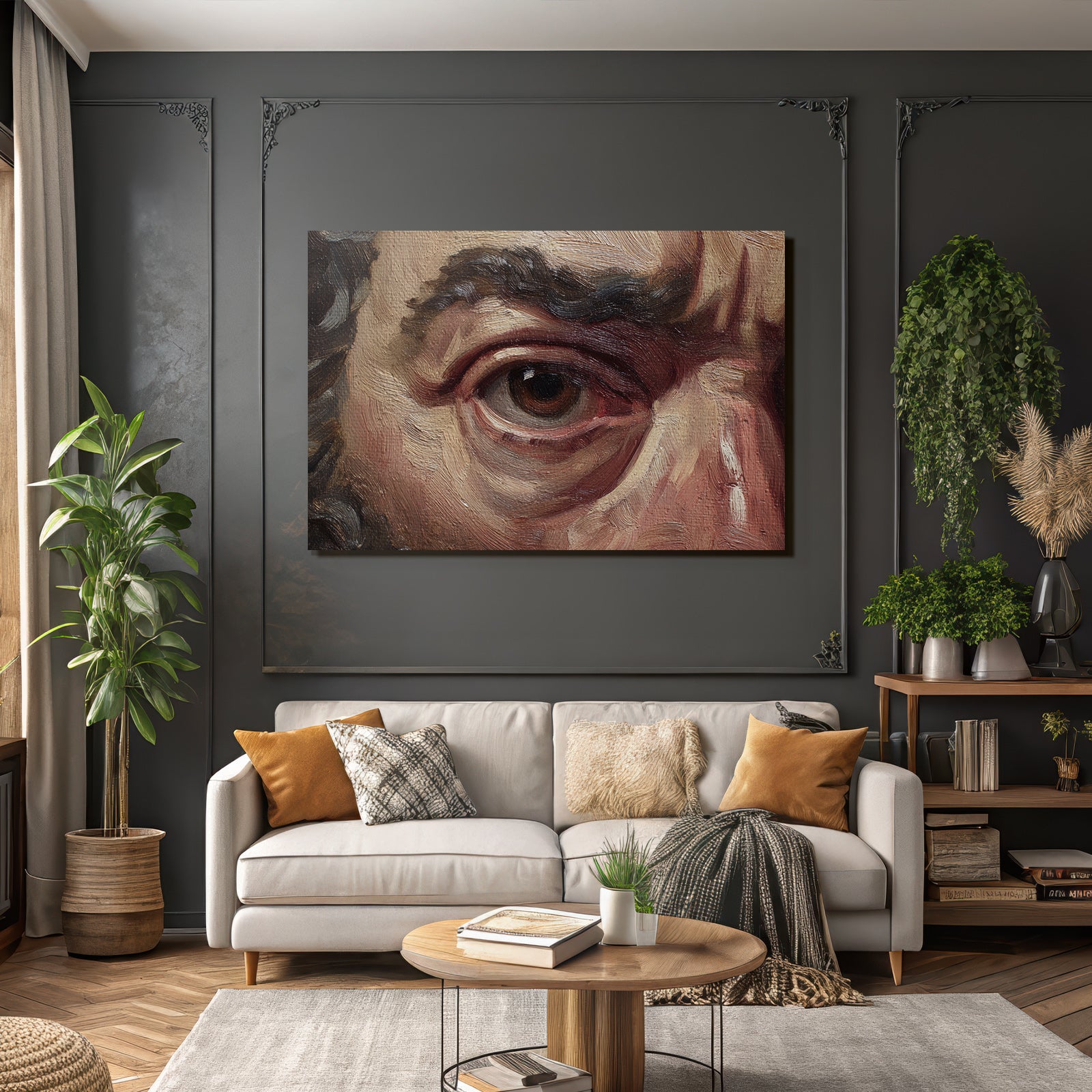 Detail Eines Klassischen Gemäldes Auge Und Gesicht