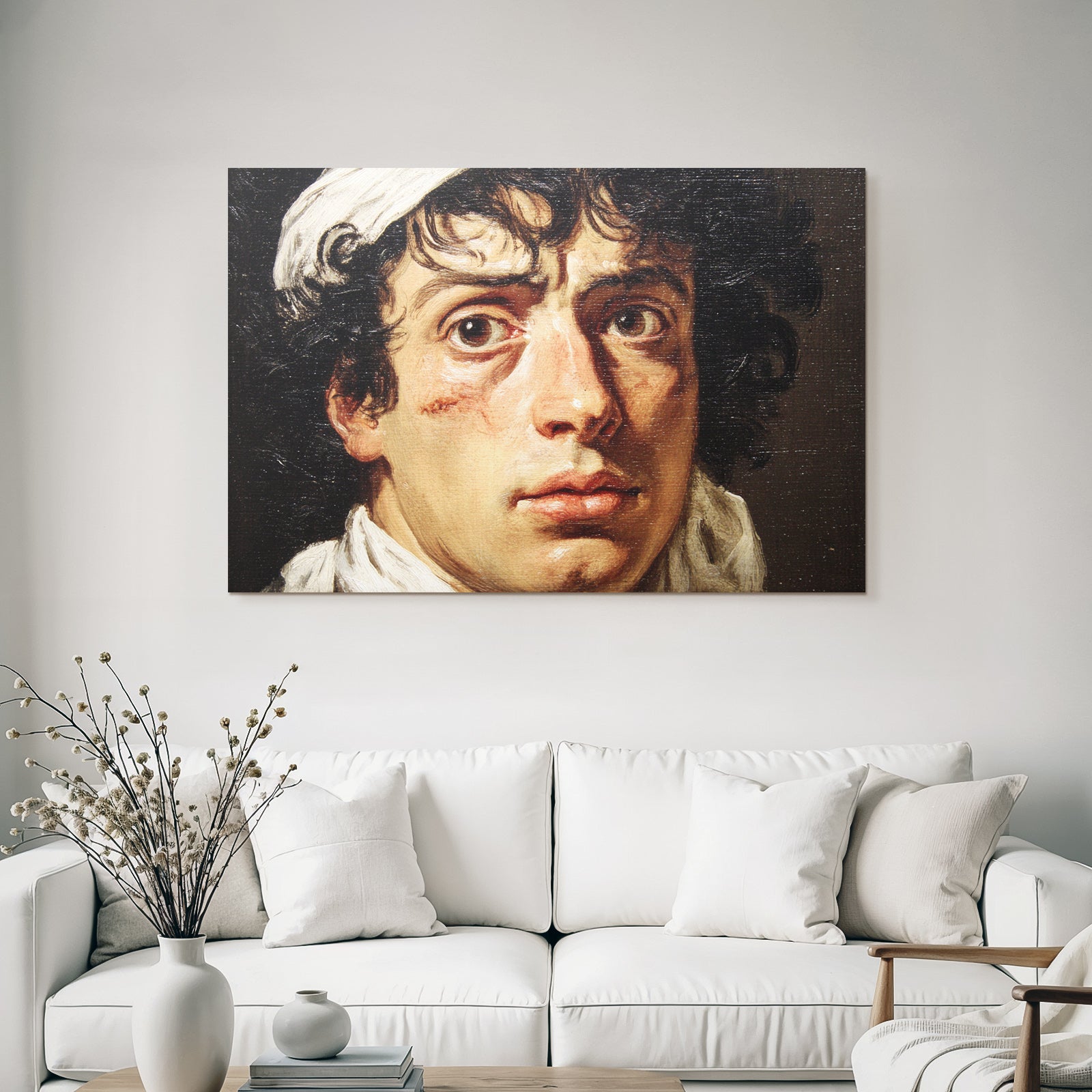 Junger Mann Mit Locken Im Weissen Gewand