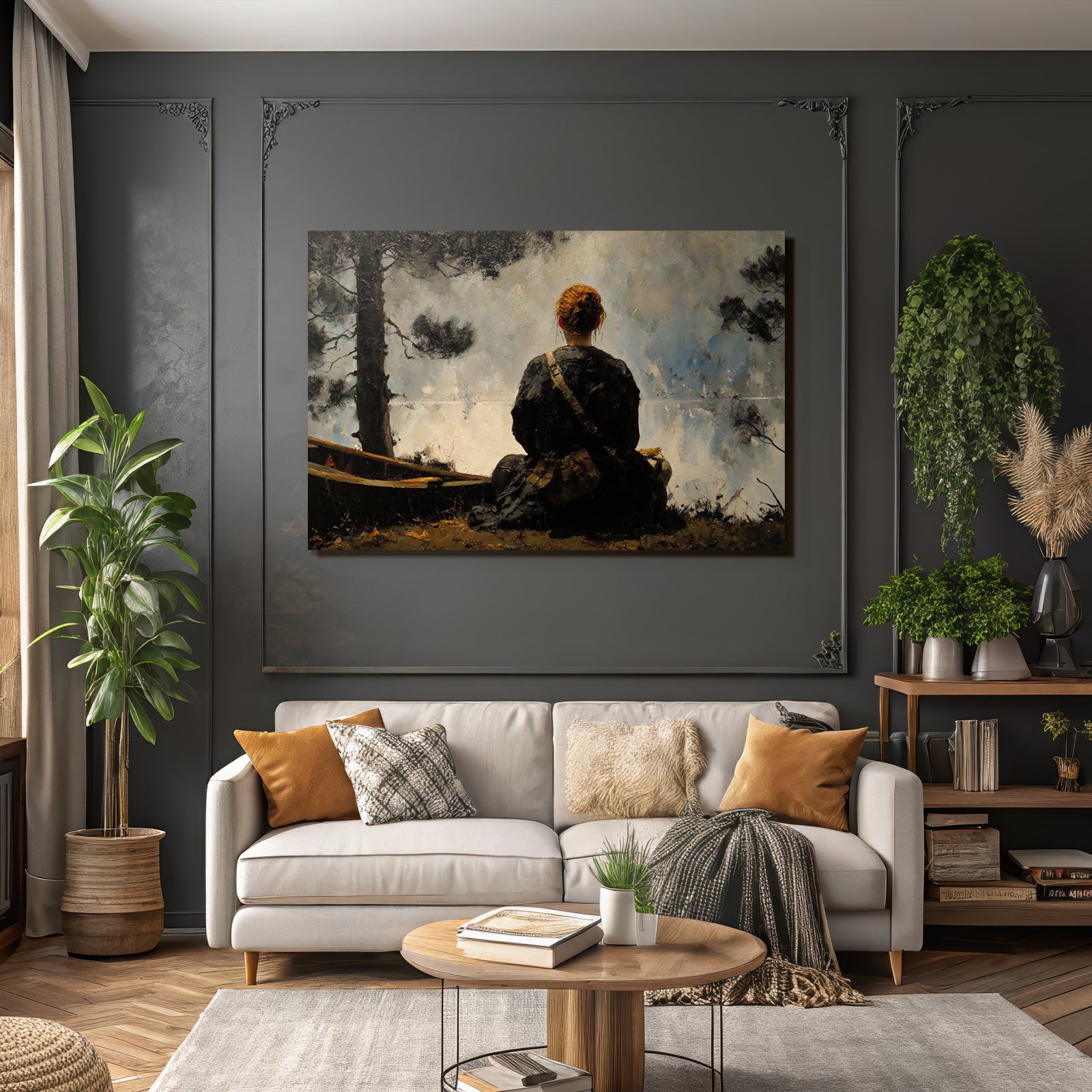 Person Am Ufer In Stille Der Natur