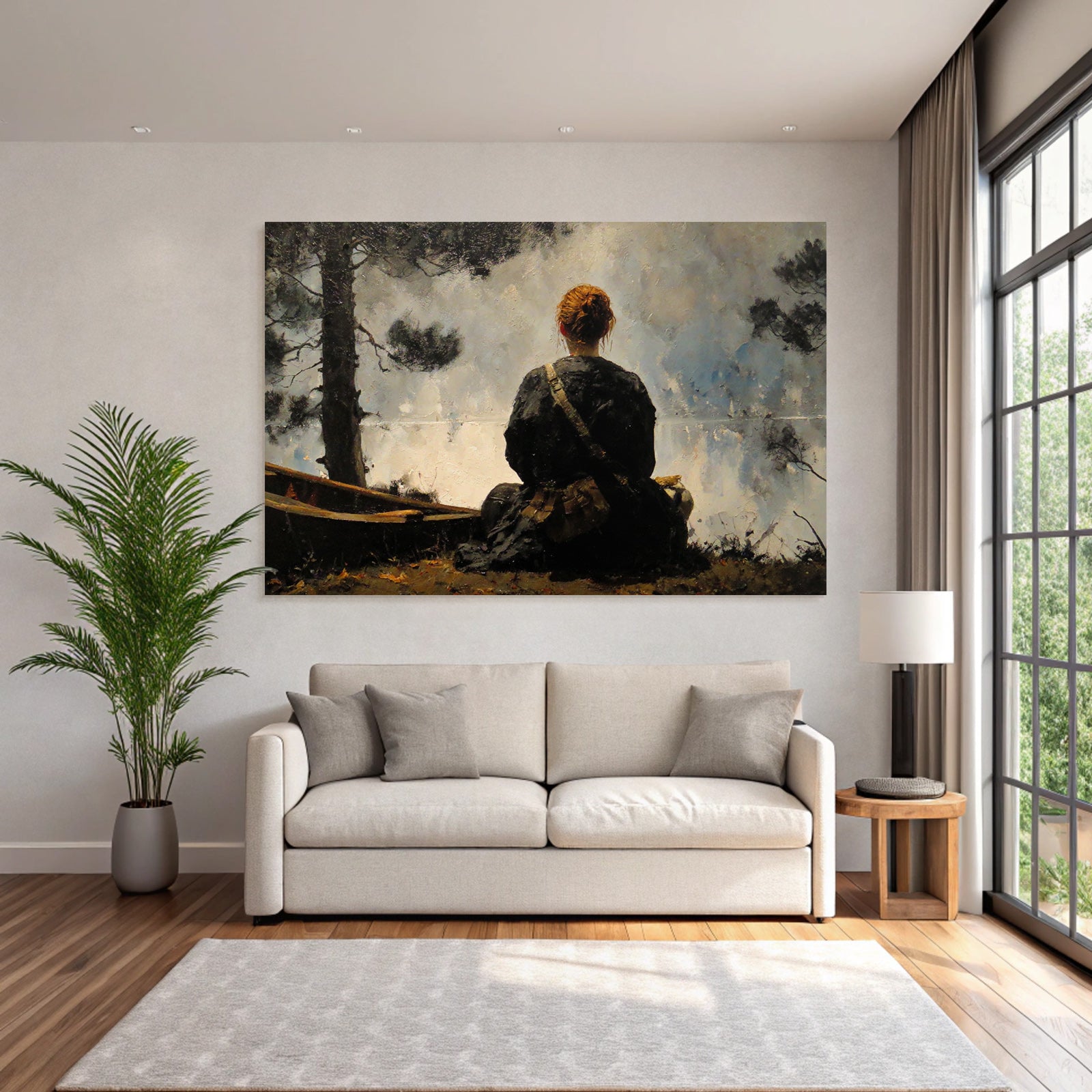 Person Am Ufer In Stille Der Natur