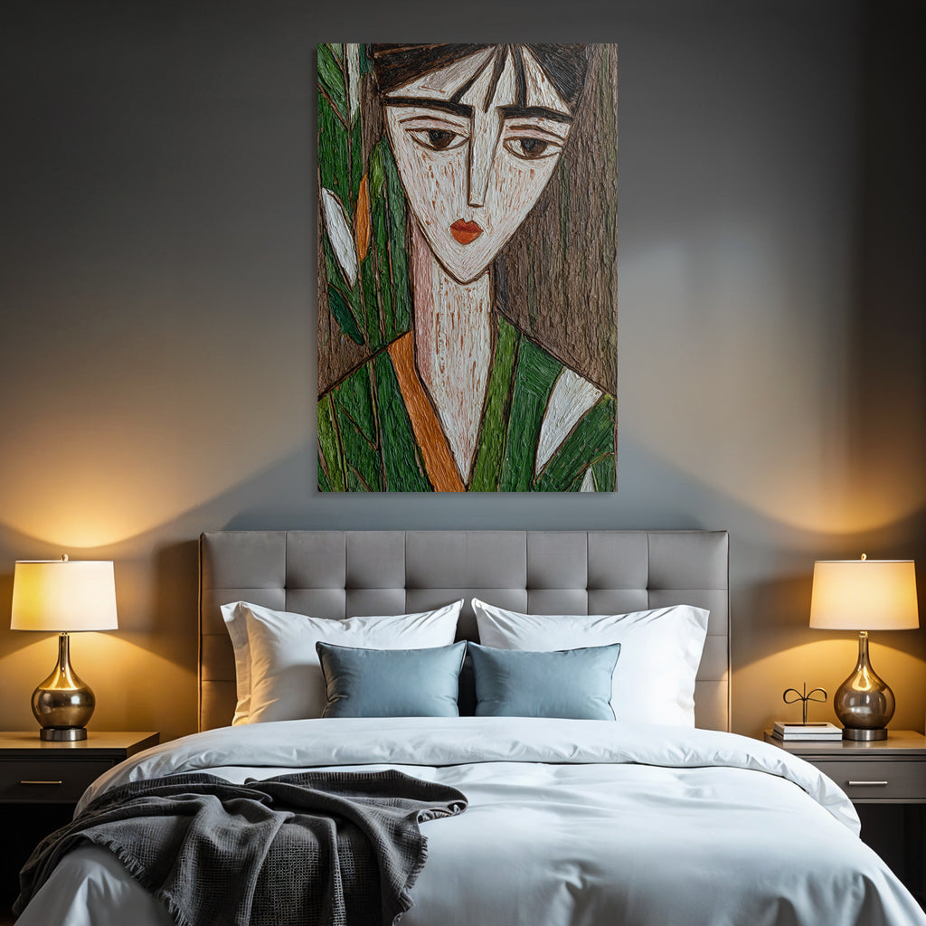 ArtDeco Abstrakte Frau Mit Blättern