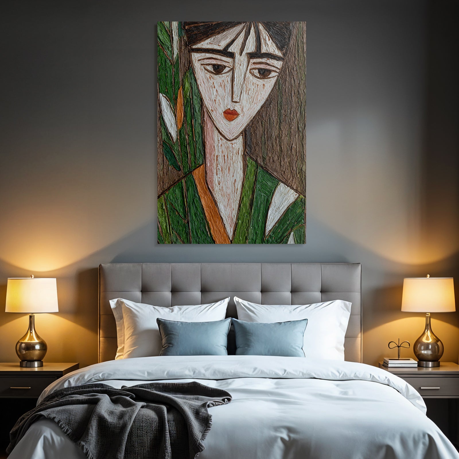 ArtDeco Abstrakte Frau Mit Blättern