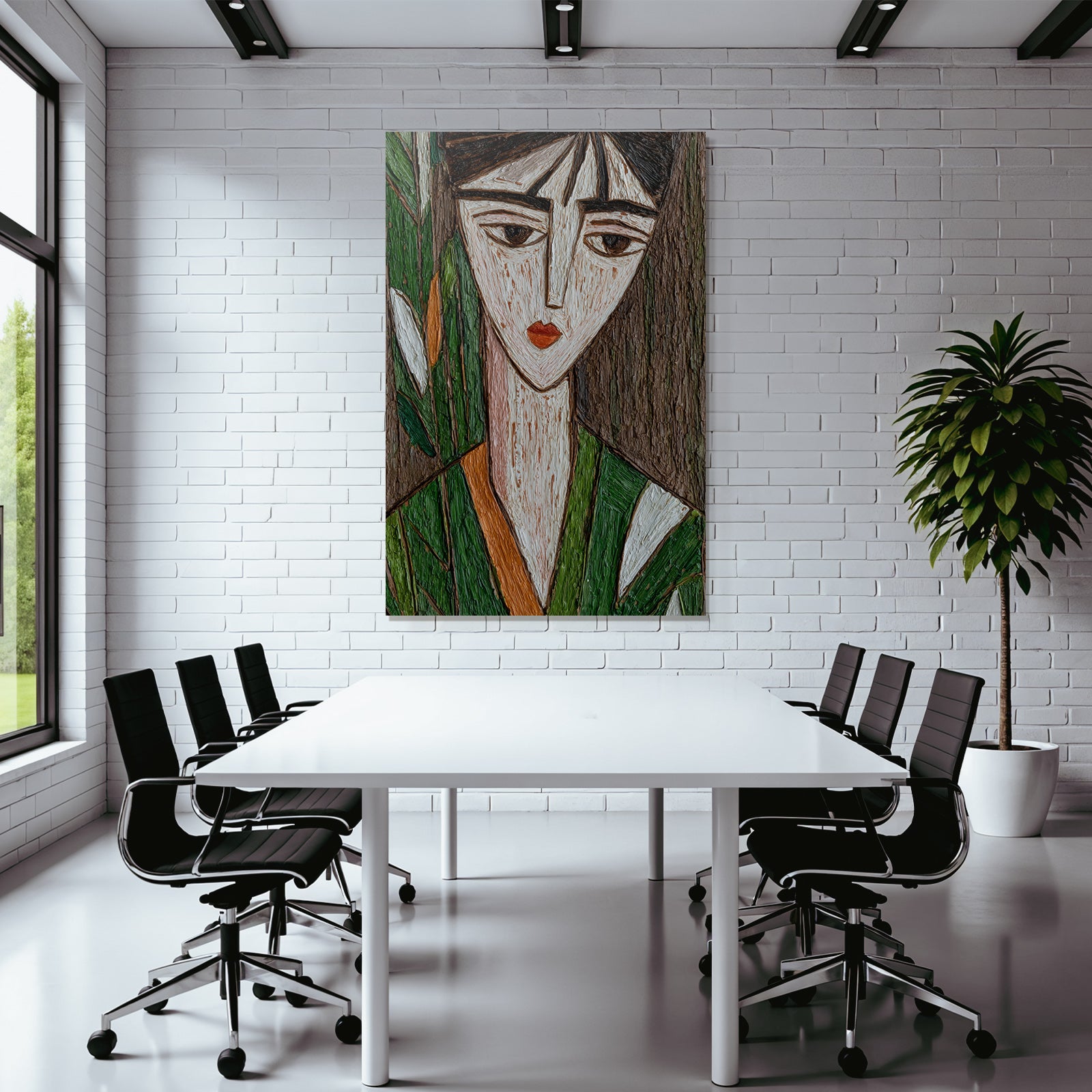 ArtDeco Abstrakte Frau Mit Blättern