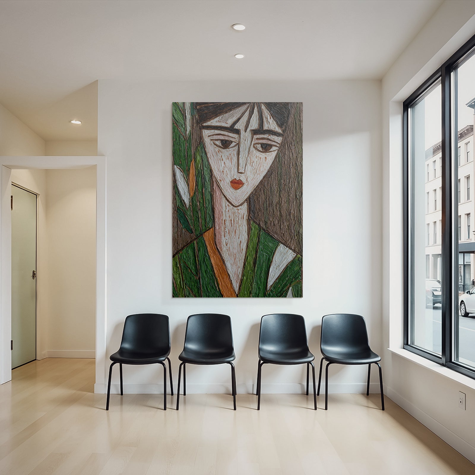 ArtDeco Abstrakte Frau Mit Blättern