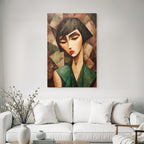 ArtDeco Abstrakte Fraünfigur Mit Geometrischen Formen Und Bunten Mustern