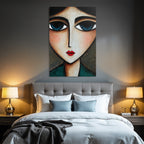 ArtDeco Abstrakte Fraünfigur Mit Grossen Augen Und Expressivem Gesicht