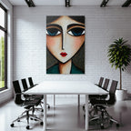 ArtDeco Abstrakte Fraünfigur Mit Grossen Augen Und Expressivem Gesicht
