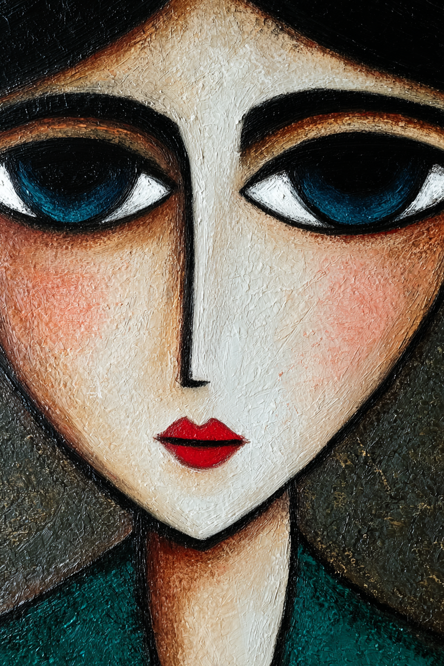 ArtDeco Abstrakte Fraünfigur Mit Grossen Augen Und Expressivem Gesicht | Art Deco | Stilrichtungen