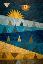 ArtDeco Abstrakte Landschaft Mit Dreiecken Und Sonne | Art Deco | Stilrichtungen