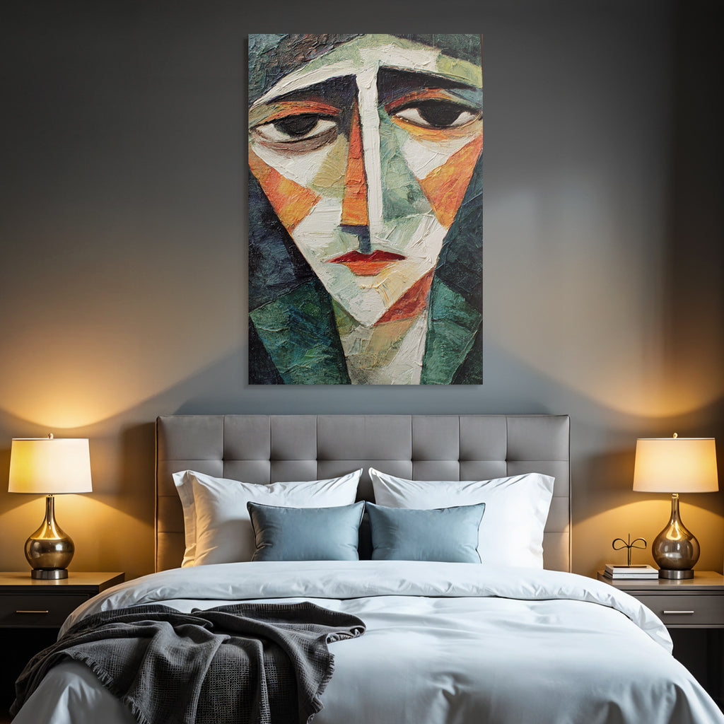 ArtDeco Abstraktes Portraitgemälde Im Stil Von Kubismus Und Expressionismus