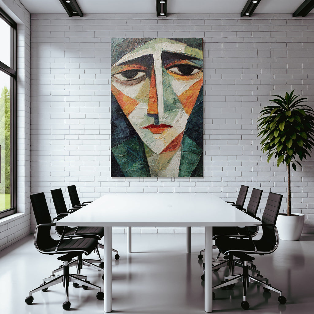 ArtDeco Abstraktes Portraitgemälde Im Stil Von Kubismus Und Expressionismus