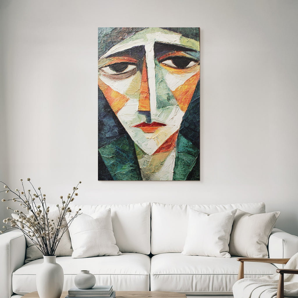 ArtDeco Abstraktes Portraitgemälde Im Stil Von Kubismus Und Expressionismus