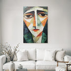 ArtDeco Abstraktes Portraitgemälde Im Stil Von Kubismus Und Expressionismus