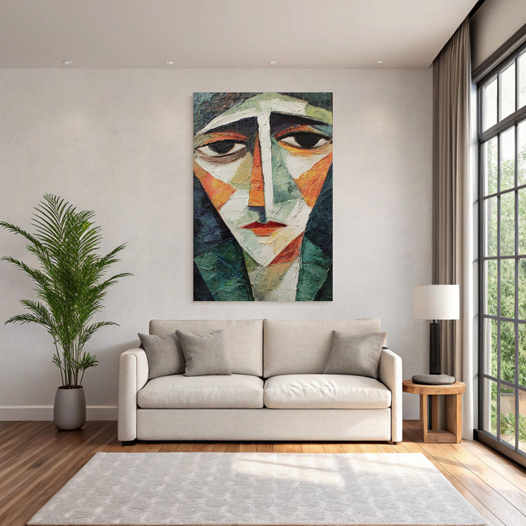 ArtDeco Abstraktes Portraitgemälde Im Stil Von Kubismus Und Expressionismus