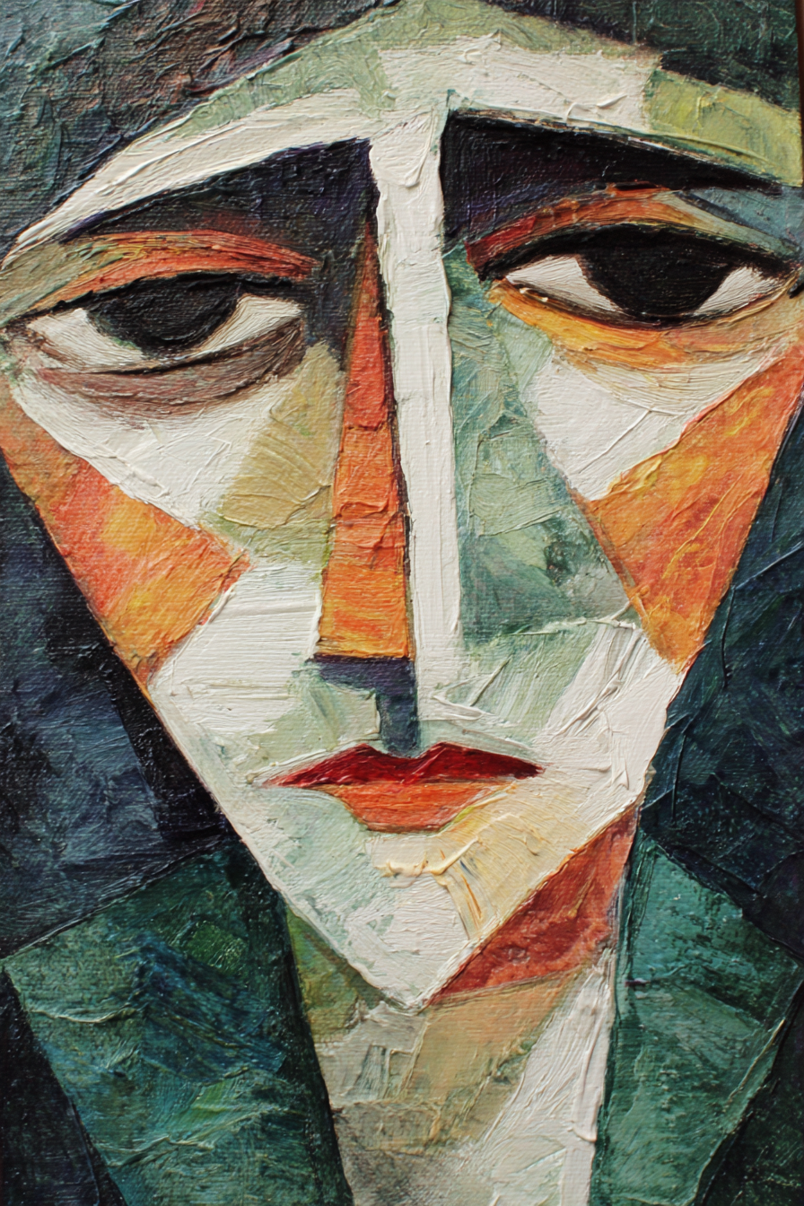 ArtDeco Abstraktes Portraitgemälde Im Stil Von Kubismus Und Expressionismus | Art Deco | Stilrichtungen
