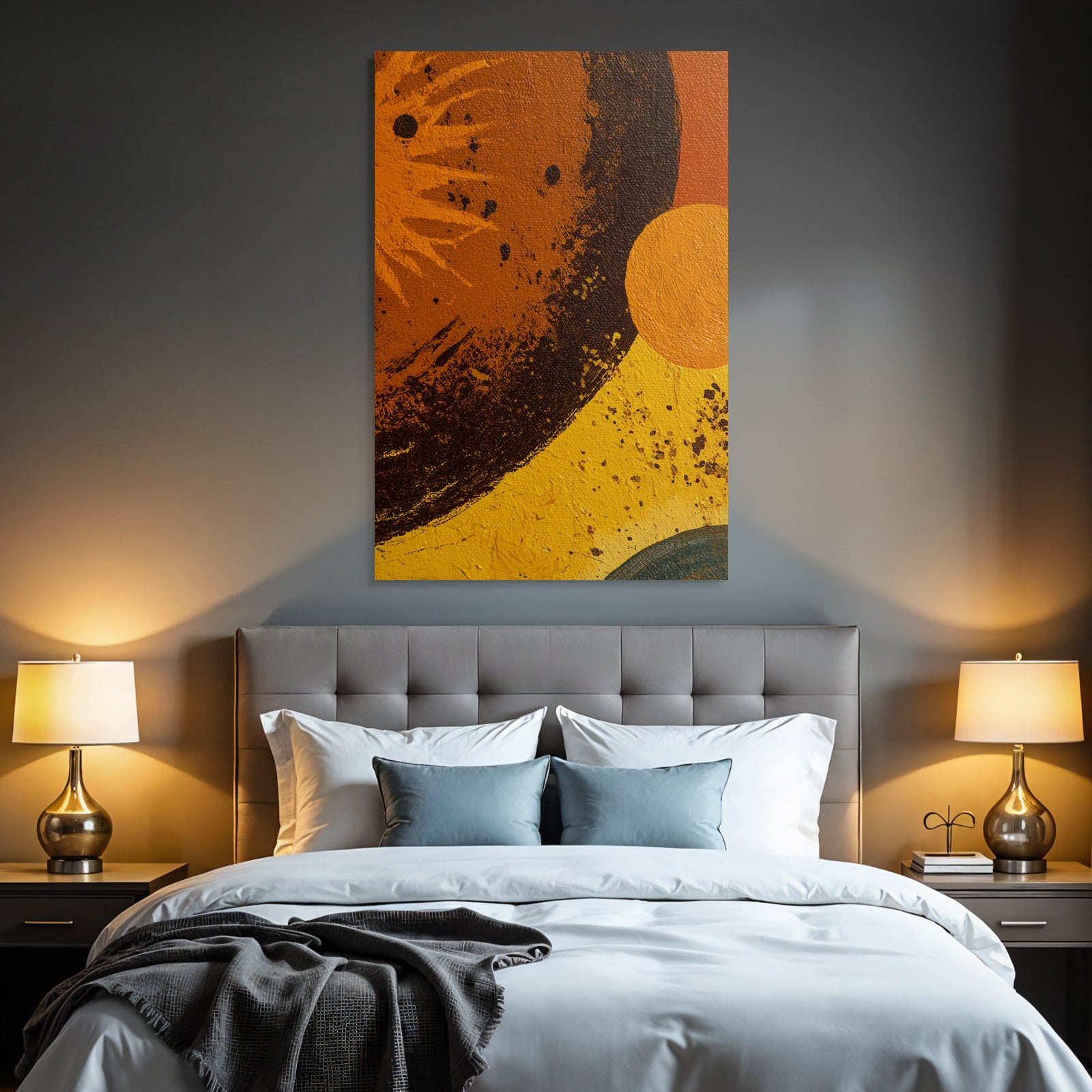 ArtDeco Abstraktes Gemälde Mit Impasto Warmen Farben Und Kreisformen