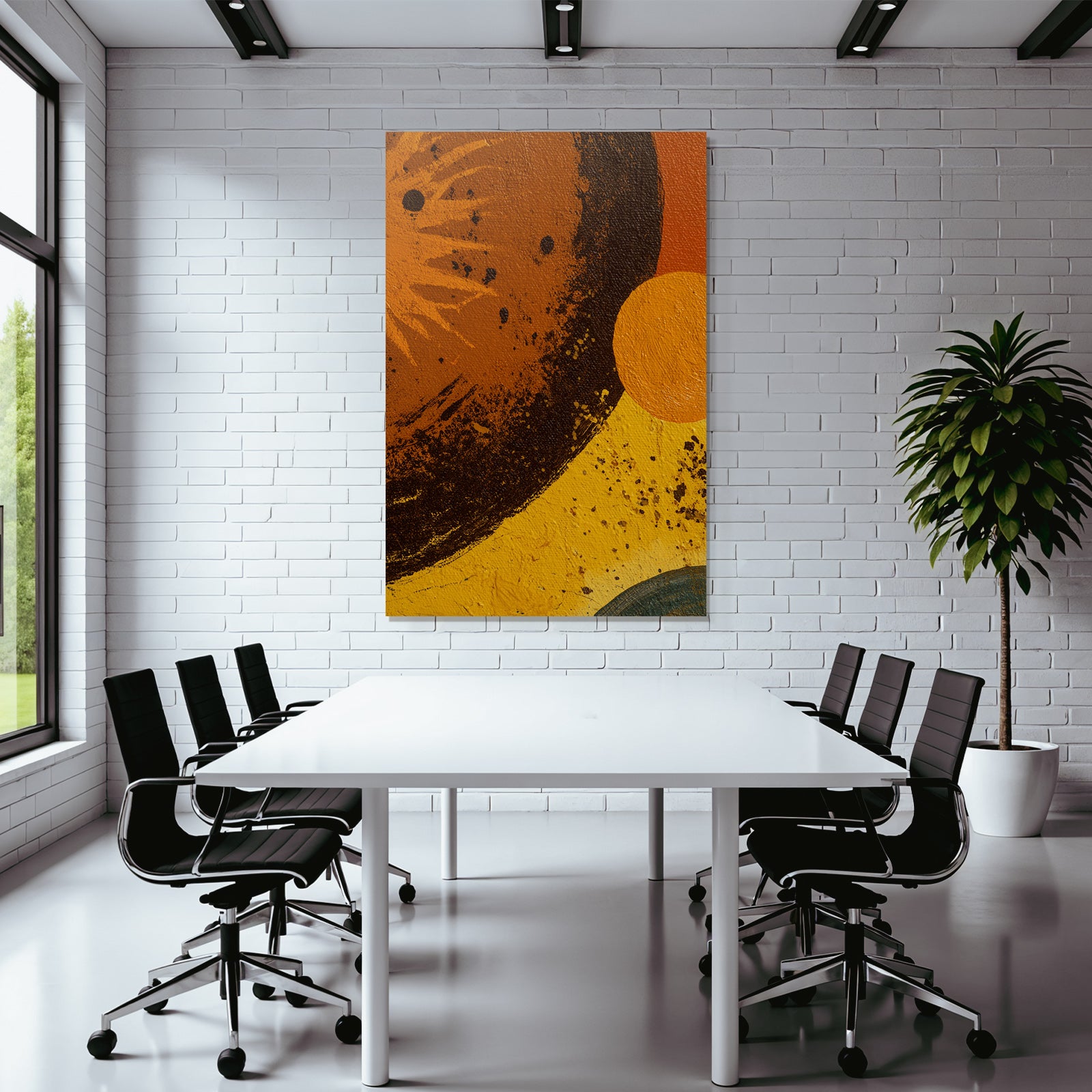 ArtDeco Abstraktes Gemälde Mit Impasto Warmen Farben Und Kreisformen