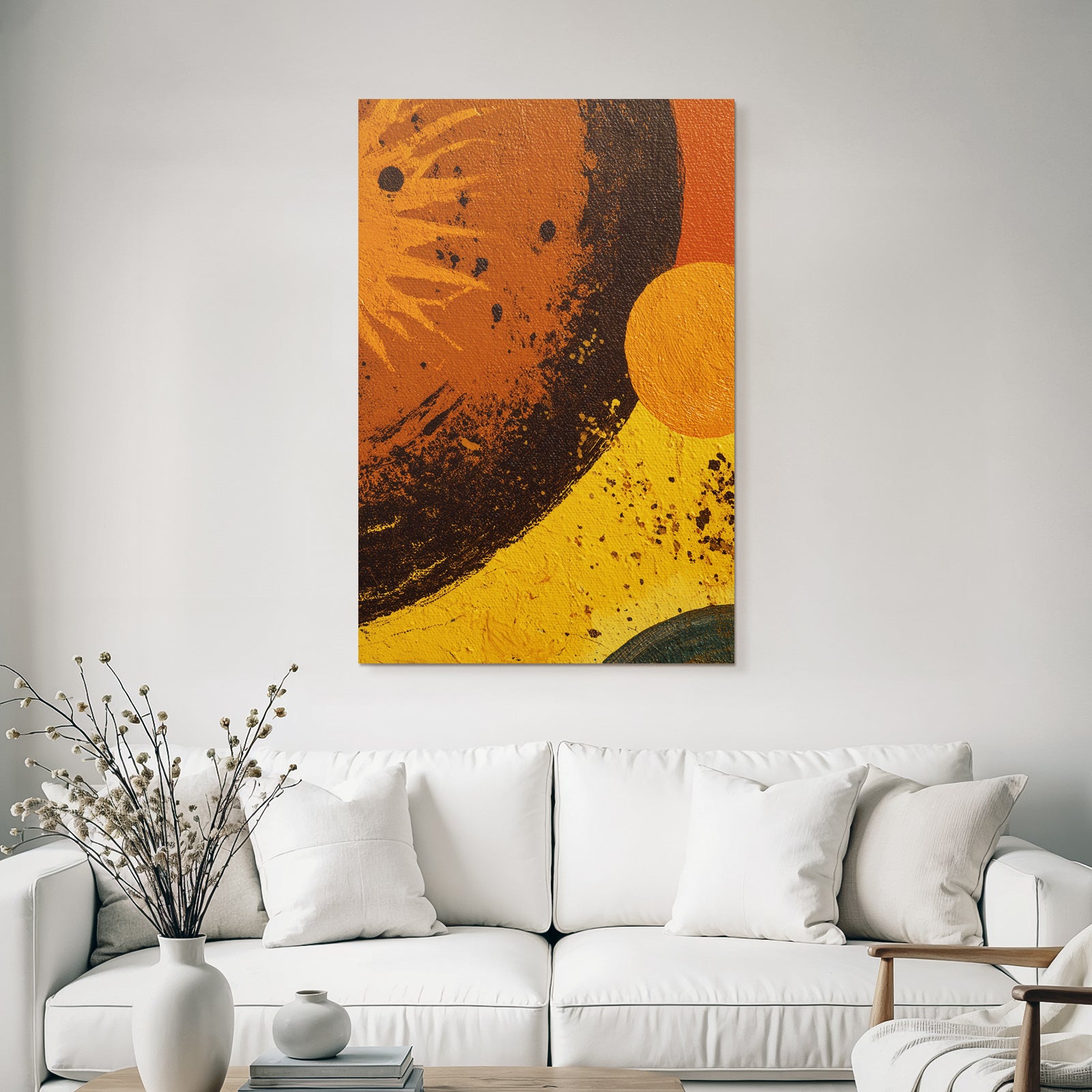 ArtDeco Abstraktes Gemälde Mit Impasto Warmen Farben Und Kreisformen