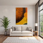 ArtDeco Abstraktes Gemälde Mit Impasto Warmen Farben Und Kreisformen
