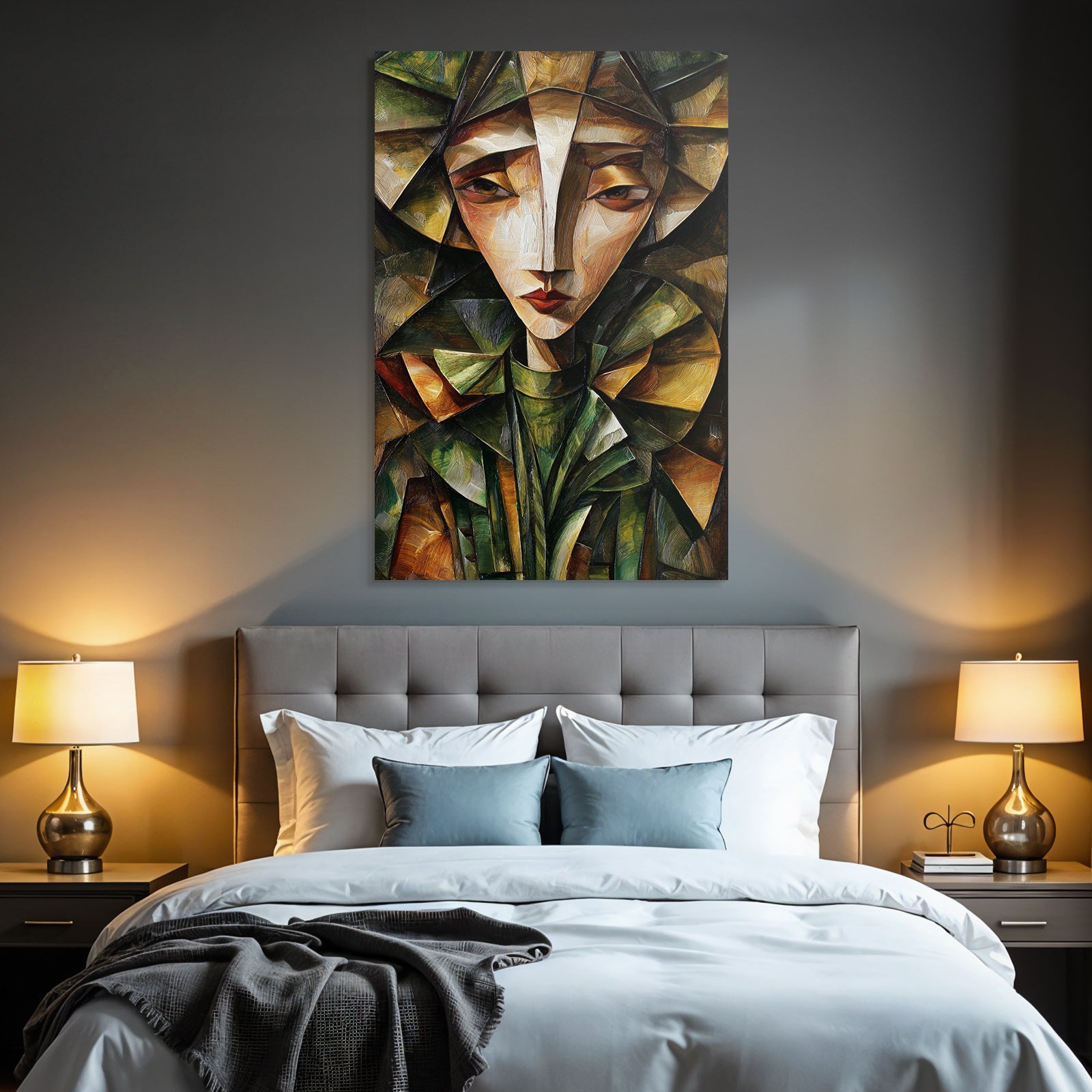 ArtDeco Abstraktes Porträt In Bunten Geometrischen Formen