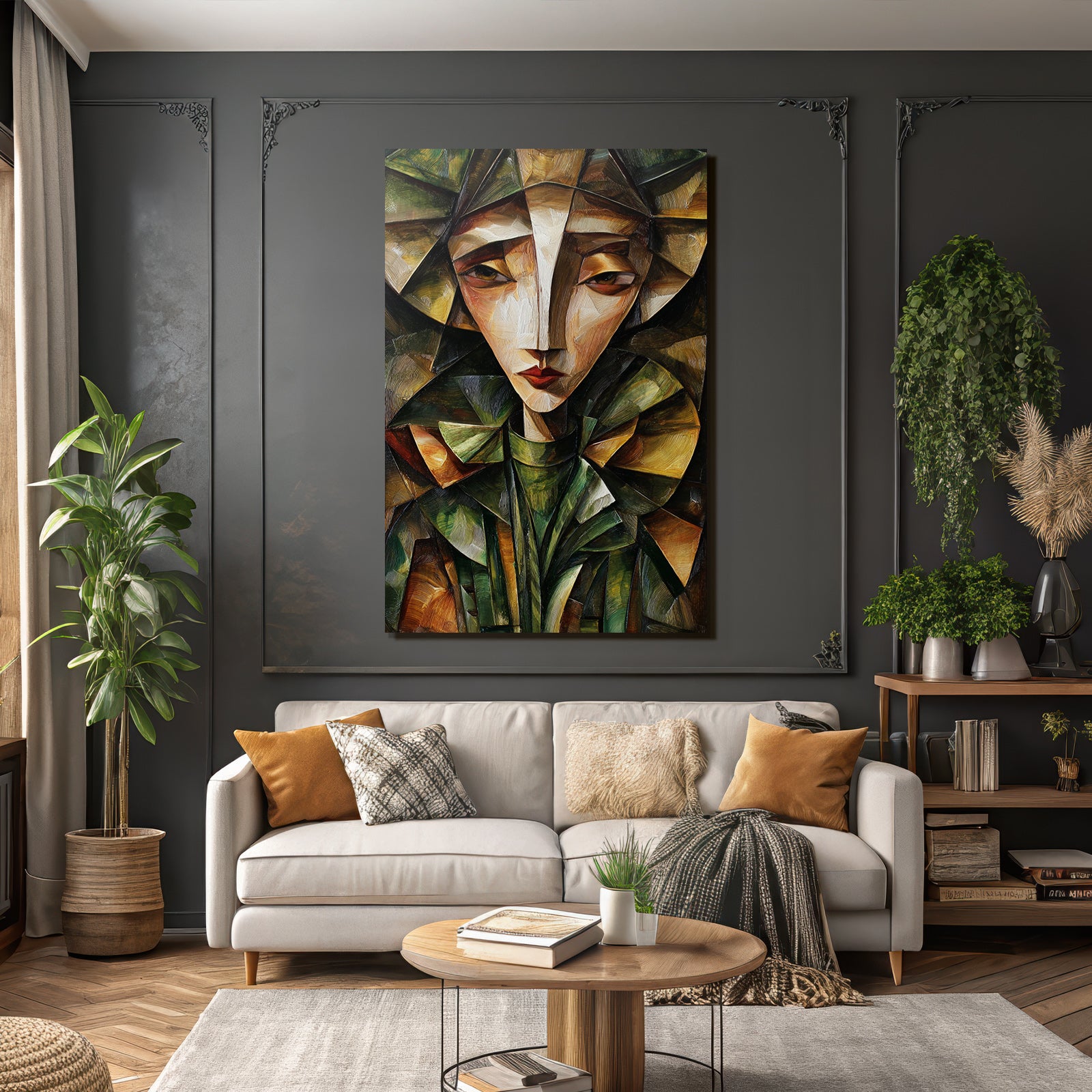 ArtDeco Abstraktes Porträt In Bunten Geometrischen Formen