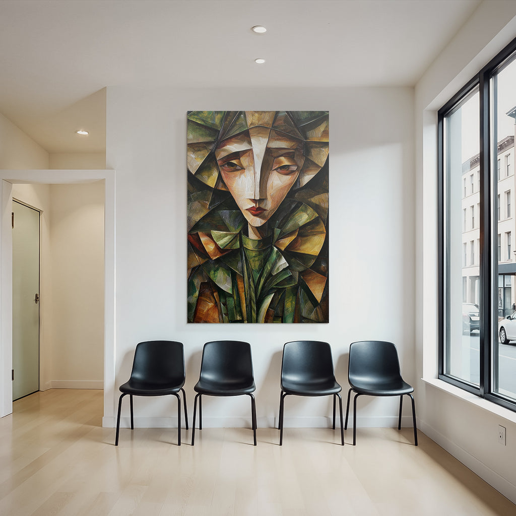 ArtDeco Abstraktes Porträt In Bunten Geometrischen Formen