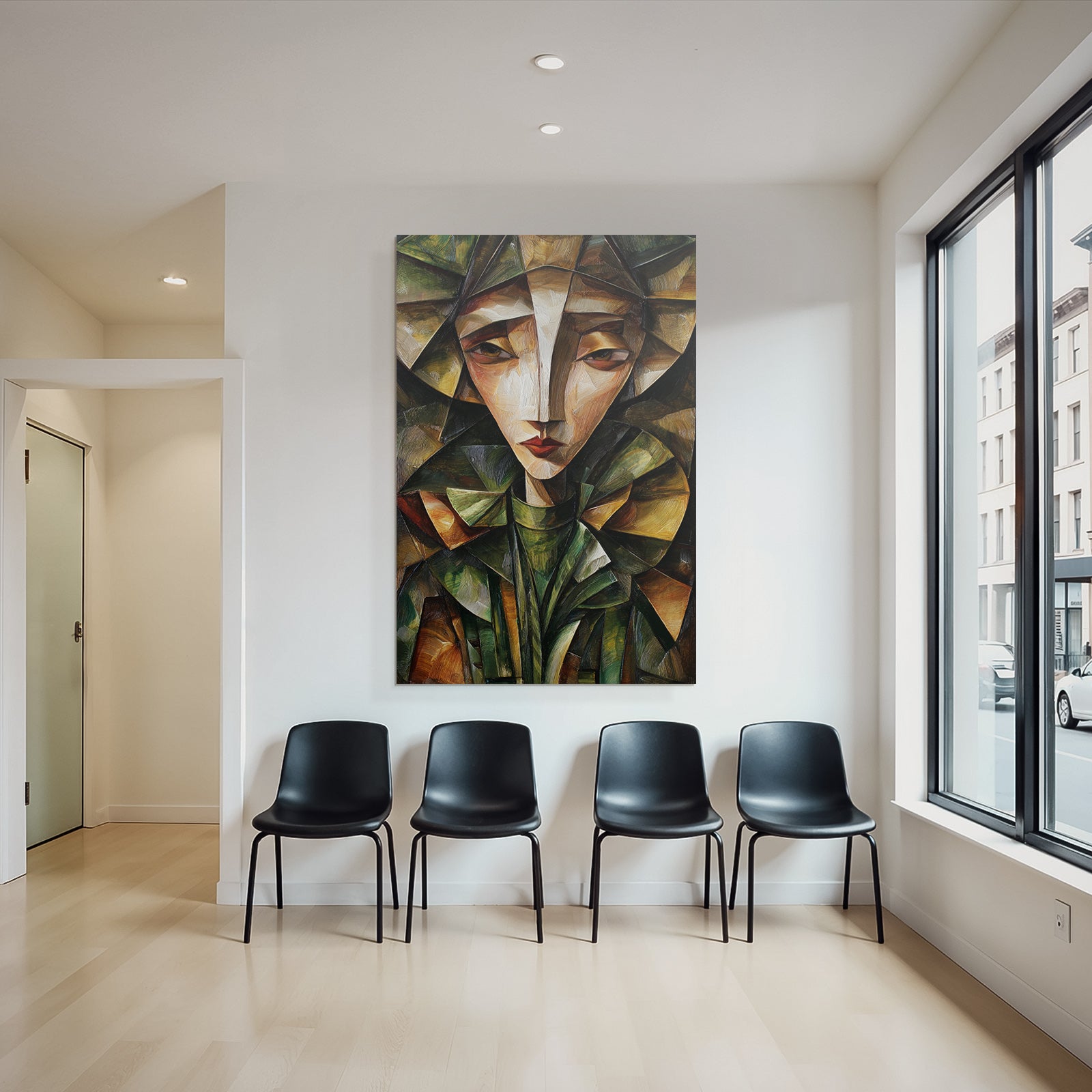 ArtDeco Abstraktes Porträt In Bunten Geometrischen Formen