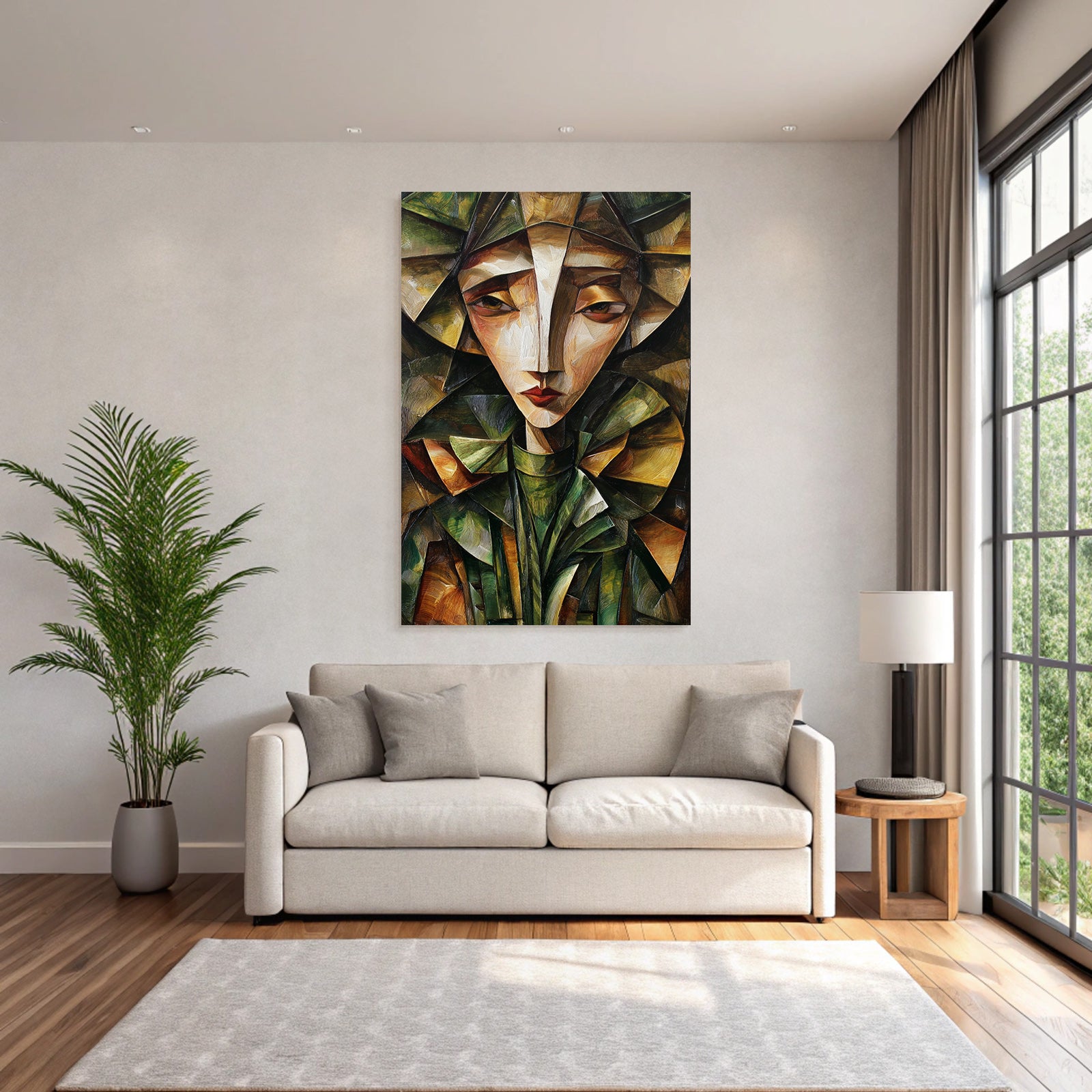 ArtDeco Abstraktes Porträt In Bunten Geometrischen Formen
