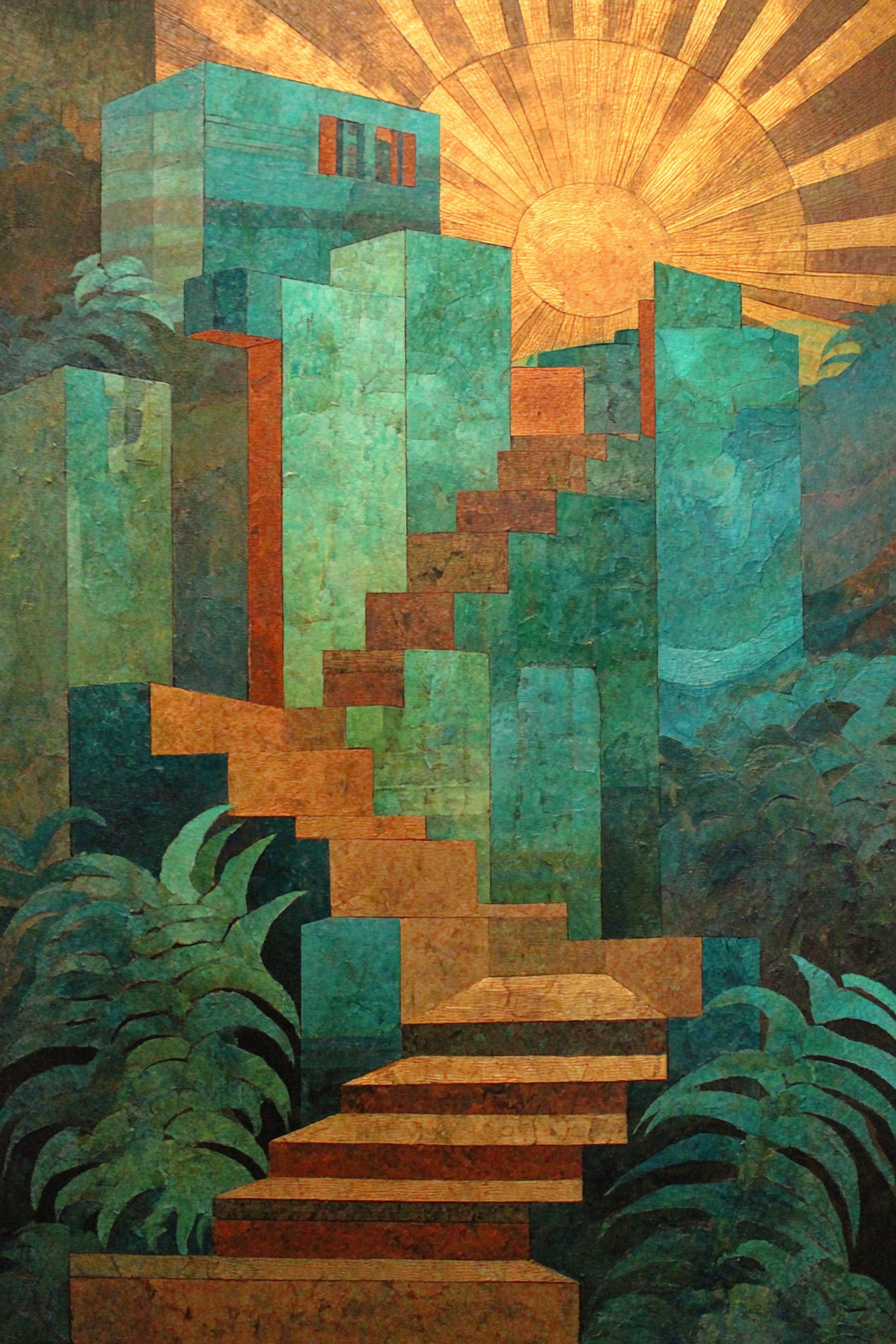 ArtDeco Aufstieg Zur Sonne Abstraktes Landschaftsdesign | Art Deco | Stilrichtungen