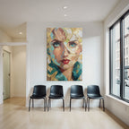ArtDeco Ausdrucksstarkes Kunstportrait Einer Frau Mit Goldakzenten
