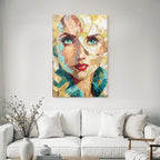 ArtDeco Ausdrucksstarkes Kunstportrait Einer Frau Mit Goldakzenten